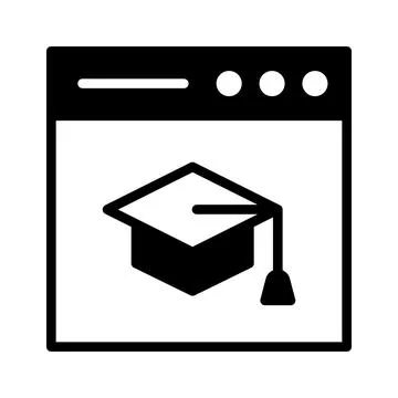 Graduation hat inside computer showing concept icon of online learning, online Stock Illustration
