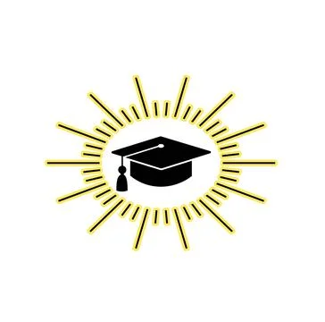 Graduation hat inside sun rays vector illustration   Stock Illustration