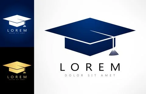 Graduation hat logo education vector Stock Illustration