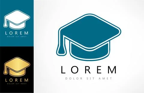 Graduation hat logo education vector Stock Illustration