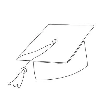 Graduation hat. Mortarboard in continuous one line drawing style. Graduate cap Stock Illustration