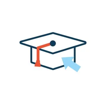 Graduation hat with mouse arrow pointer Stock Illustration