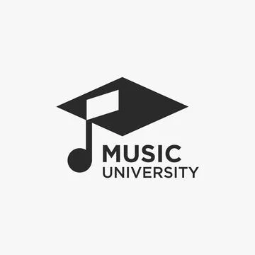 Graduation hat of musical note logo icon vector template on white background Stock Illustration