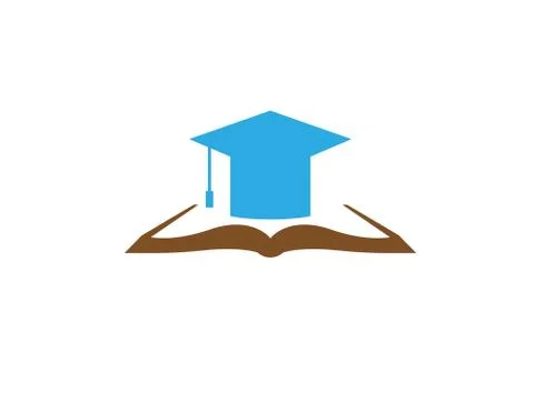 Graduation hat on a open book for logo design illustration Stock Illustration