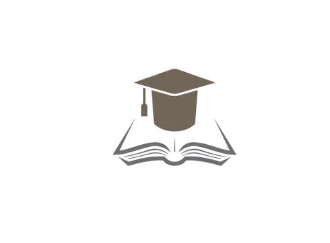 Graduation hat on a open book for logo design illustration vector Stock Illustration