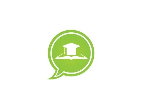 Graduation Hat on papers book for logo design illustration in a chat icon Stock Illustration