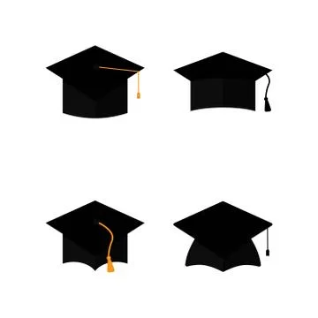 Graduation hat set vector graphic design illustration Иллюстрация