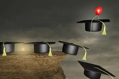 Graduation hat on a stone cliff Stock Illustration