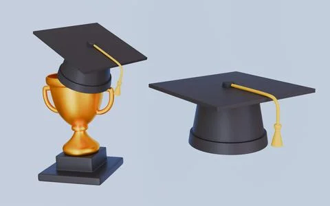 Graduation Hat with Trophy icon for education, School, university Stock Illustration