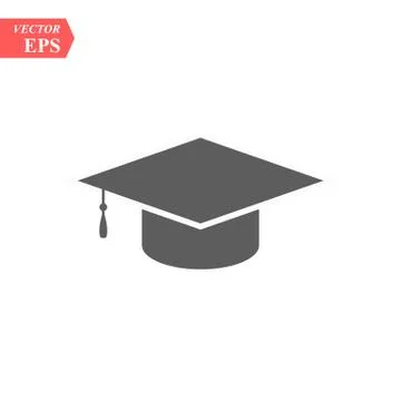 Graduation hat vector icon isolated on white background Stock Illustration
