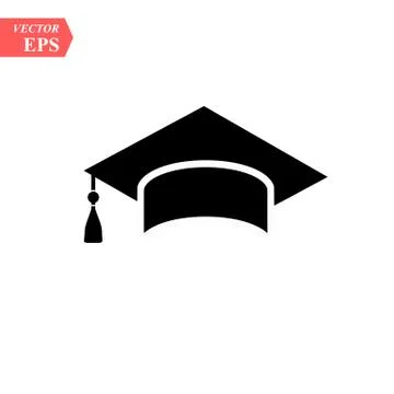 Graduation hat vector icon isolated on white background Stock Illustration