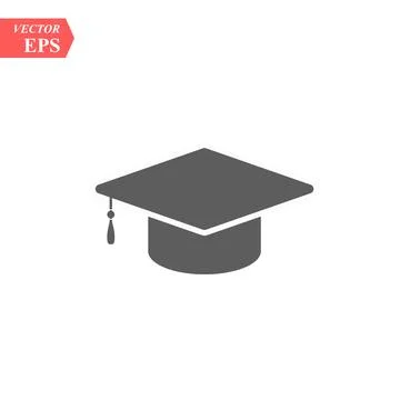 Graduation hat vector icon isolated on white background Stock Illustration