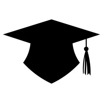 Graduation hat vector icon on white background Stock Illustration