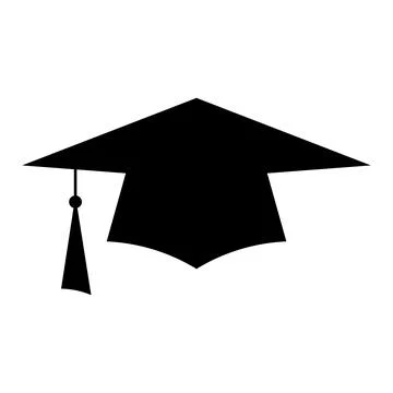 Graduation hat vector icon on white background Illustrazione stock