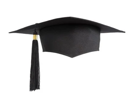 Graduation hat on white background Foto stock