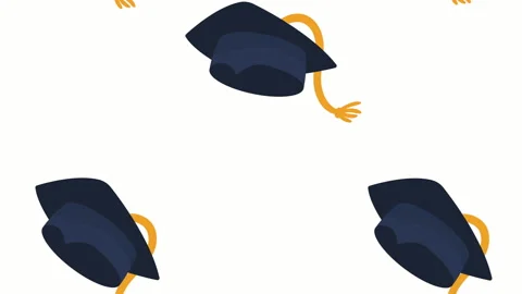 Graduation hats accessories pattern animation Stock Footage 223455931