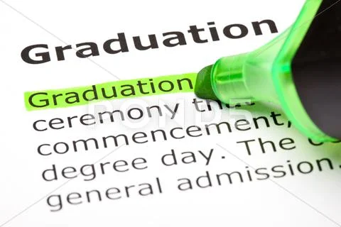 'graduation' highlighted in green Stock Photos