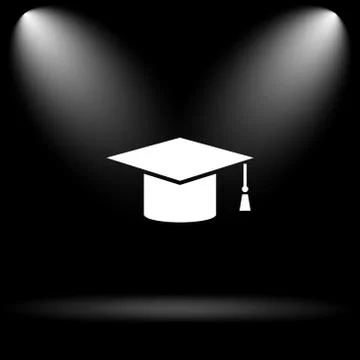 Graduation icon. Internet button on black background.. Stock Illustration
