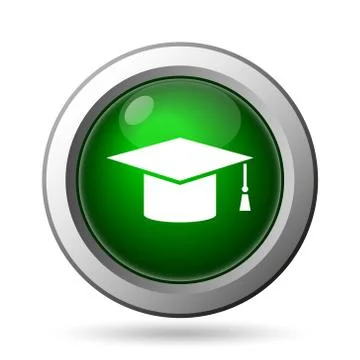 Graduation icon. Internet button on white background. Stock Illustration