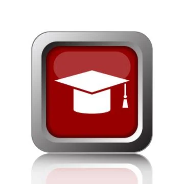 Graduation icon. Internet button on white background. 스톡 일러스트