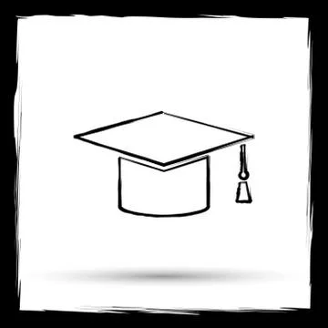 Graduation icon. Internet button on white background. Outline design imitatin Stock Illustration