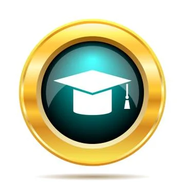 Graduation icon. Internet button on white background.. Stock Illustration
