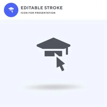Graduation icon vector, filled flat sign, solid pictogram isolated on white,  Illustrazione stock