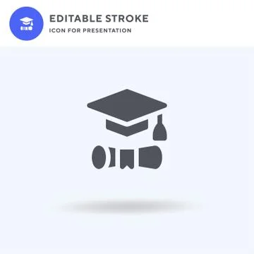 Graduation icon vector, filled flat sign, solid pictogram isolated on white,  Stock Illustration