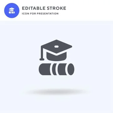 Graduation icon vector, filled flat sign, solid pictogram isolated on white Stock Illustration