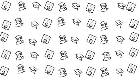 Graduation icons animation seamless loop on white background 스톡 동영상 328557182