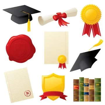 Graduation icons Stock Illustration