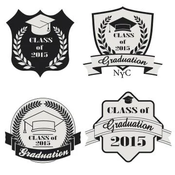 Graduation labels set - vector Stock Illustration