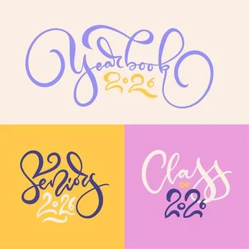 Graduation lettering set with 3 elegant calligraphy quotes Yearbook, Seniors and Stock Illustration