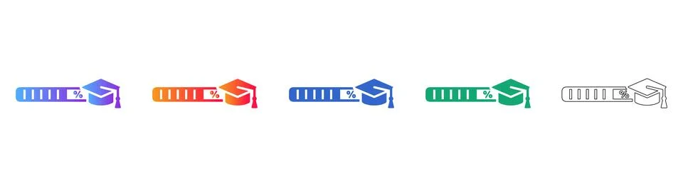 Graduation Loading Progress Bar Icon Set Stock Illustration