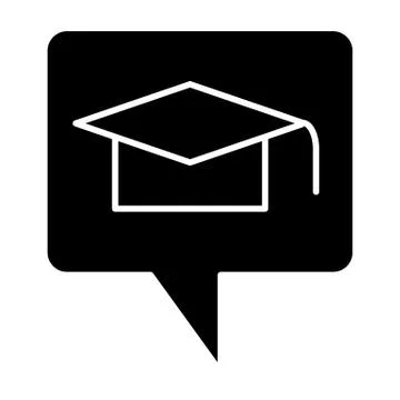 Graduation message solid icon. Graduate hat in speech bubble vector illustration イラスト素材