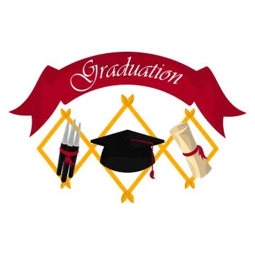 Graduation objects illustration Stock Illustration
