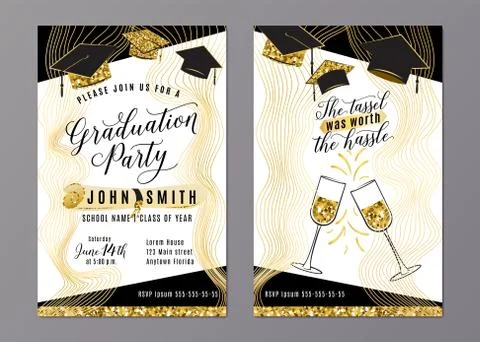 Graduation party class of 2018 vertical invitation card Stock Illustration