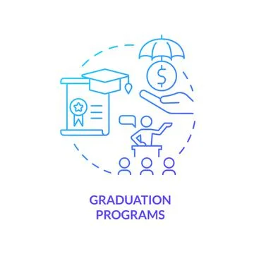 Graduation programs blue gradient concept icon Stock Illustration