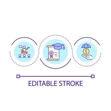 Graduation programs loop concept icon Illustrazione stock