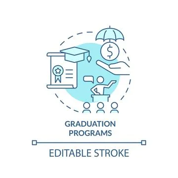 Graduation programs turquoise concept icon Stock Illustration