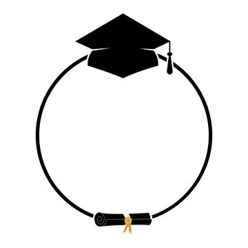 Graduation round frame template isolated on white. Vector border with gradu.. Stock Illustration