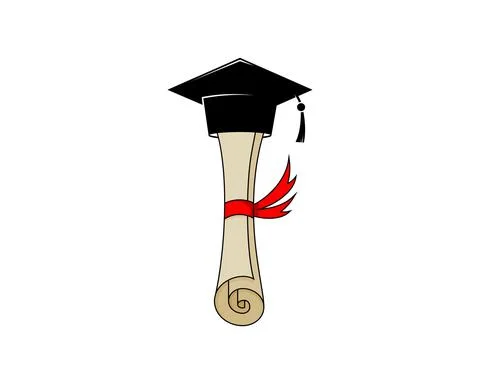 Graduation scroll with graduation hat vector illustration Stock Illustration