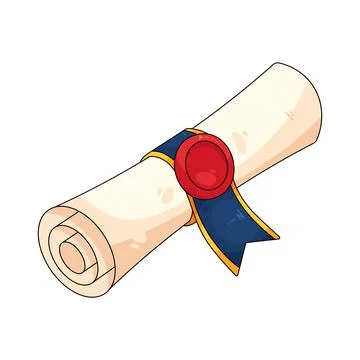Graduation scroll with a red seal Stock Illustration
