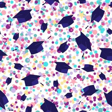 Graduation seamless pattern. Vector background for graduation party or ceremo Illustrazione stock