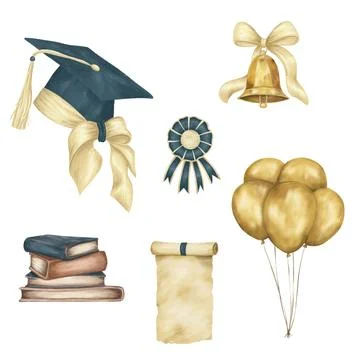 Graduation set decoration Stock Illustration