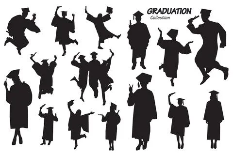 Graduation silhouettes 스톡 일러스트