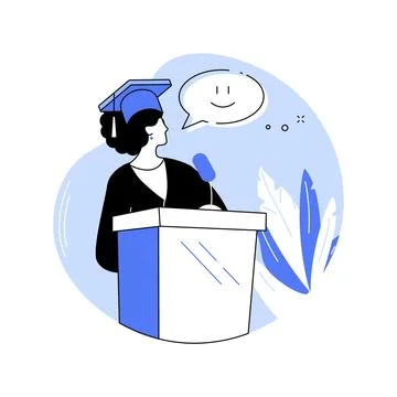 Graduation speech isolated cartoon vector illustrations. Stock Illustration