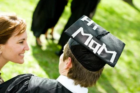 Graduation: Student With Funny Statement on Hat Stock Photos
