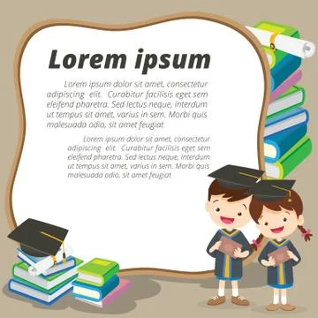 Graduation students and spece frame Stock Illustration