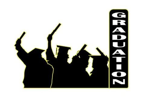 Graduation students on isolated background Stock Illustration